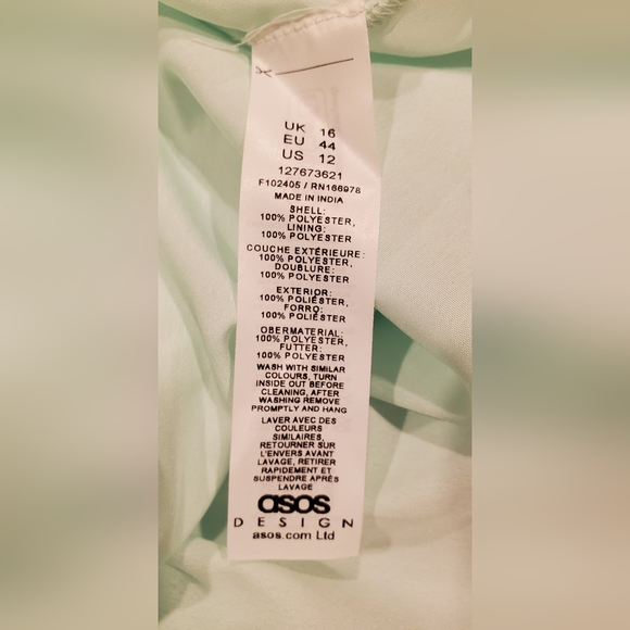 NWOT ASOS DESIGN  Elegant Mint Green Maxi Dress, Size 12. - Picture 8 of 12